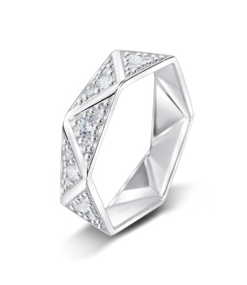 Triangular Shape with CZ Stone Silver Ring NSR-4032
